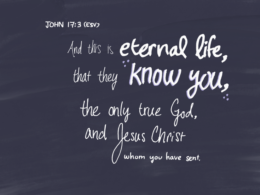 And this is eternal life, that they know you, the only true God, and Jesus Christ whom you have sent. — John 17:3 (ESV)